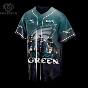 NFL 2024 Philadelphia Eagles Football Bleed Green Baseball Jersey