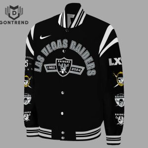 Las Vegas Raiders Jacket Celebrating 65 Years Silver & Black Baseball Jacket