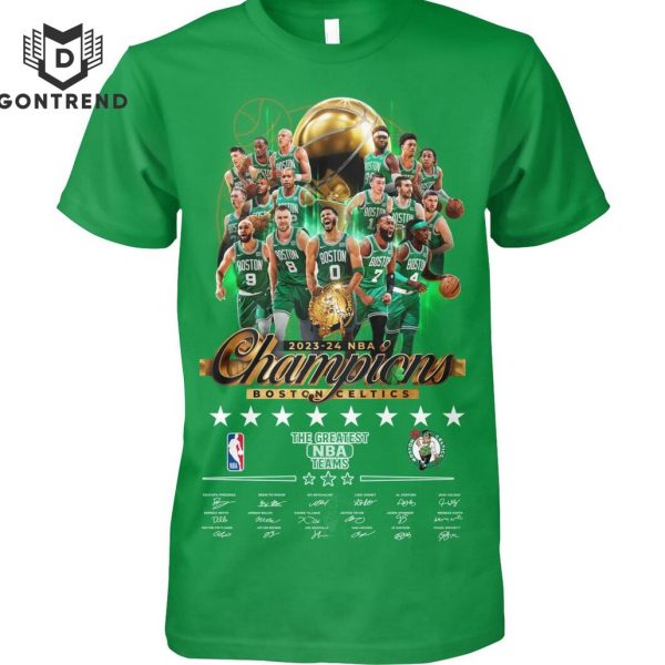 2023-24 NBA Champions Boston Celtics The Greatest NBA Teams Signature Unisex T-Shirt