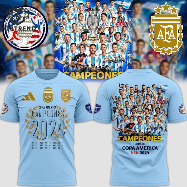 2024 Campeones Conmebol Copa America Seleccion Argentina 3D T-Shirt