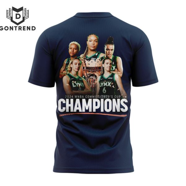 2024 Commissioner Cup Champions Minnesota Lynx 3D T-Shirt – Blue