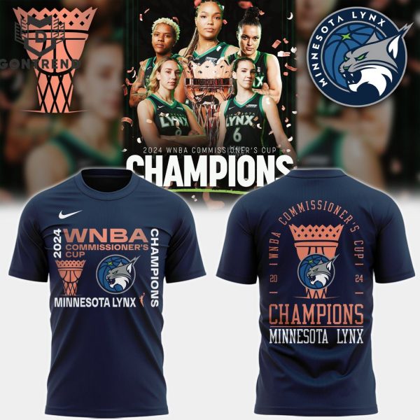 2024 Minnesota Lynx Commissioner Cup Champions 3D T-Shirt – Blue