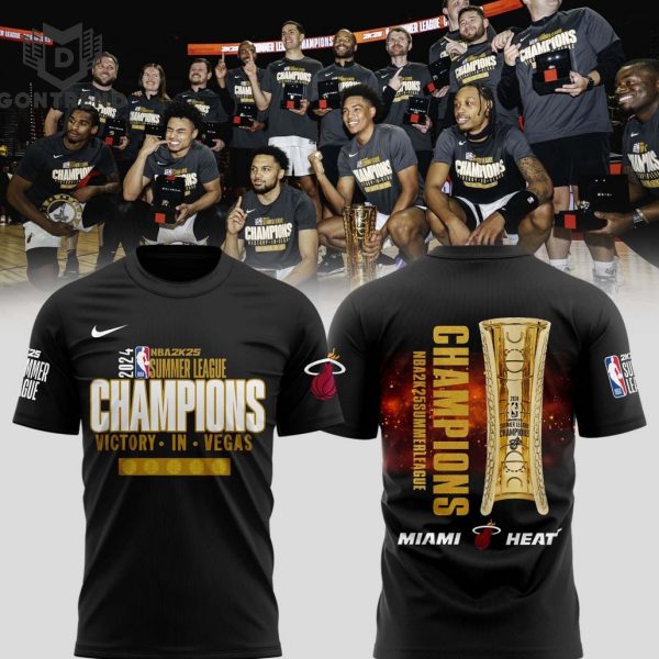 2024 NBA2K25 Summer League Champions Victory In Vegas Miami Heat 3D T-Shirt