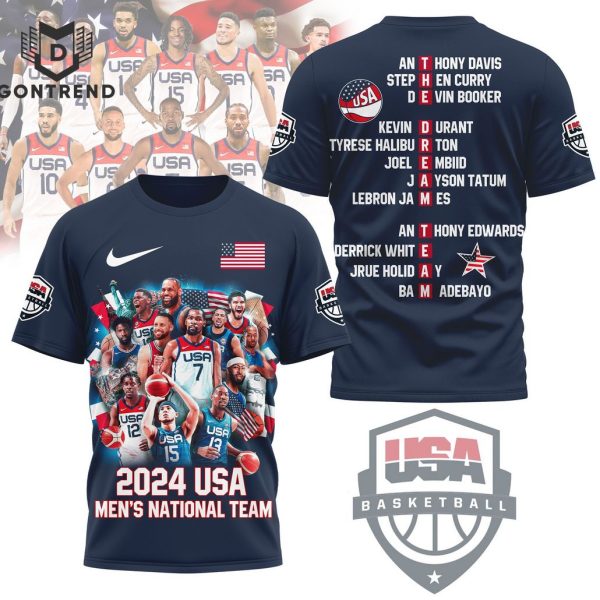 2024 USA Men National Team Basketball 3D T-Shirt