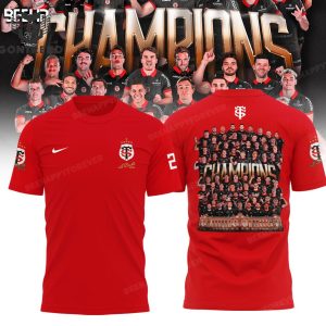 2024 Champions Double Stade Toulousain 3D T-Shirt – Red