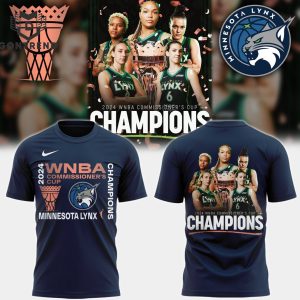 2024 Commissioner Cup Champions Minnesota Lynx 3D T-Shirt – Blue