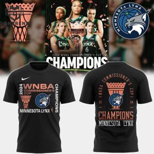 Minnesota Lynx 2024 Commissioner Cup Champions 3D T-Shirt