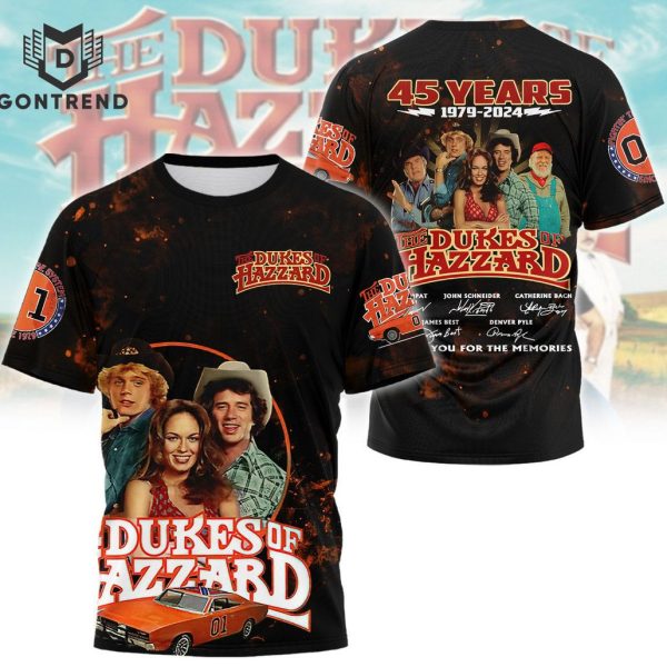 45 Yerars 1979-2024 The Dukes Of Hazzard Signature Thank You For The Memories 3D T-Shirt