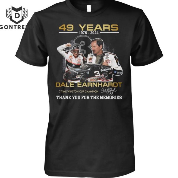 49 Years 1975-2024 Dale Earnhardt 7 Time Winston Cup Champions Signature Thank You For The Memories Unisex T-Shirt