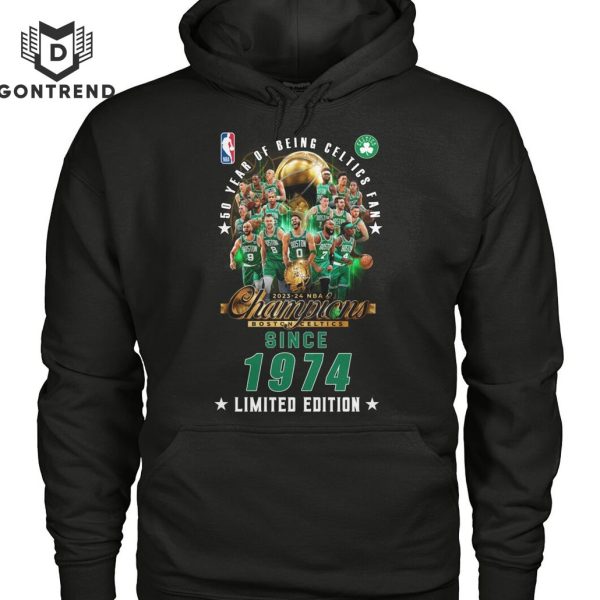 50 Year Of Being Celtics Fan 2023-24 NBA Champions Boston Celtics 1974 Limited Edition Unisex T-Shirt