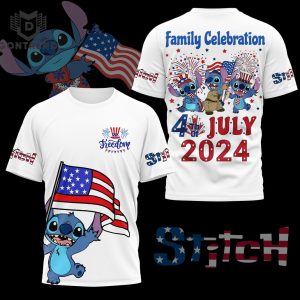 Stitch Family Celebration 4th Of July 2024 3D T-Shirt