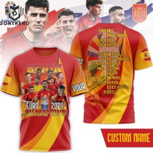 Personalized Spain Euro 2024 Champions 3D T-Shirt