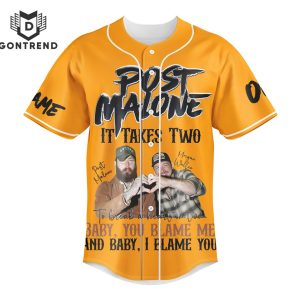 Personalized Post Malone It Takes Two Baseball Jersey