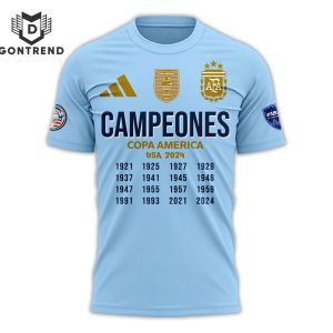 Argentina 2024 Copa America Campeones 3D T-Shirt