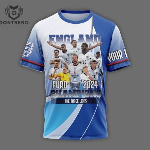 England Euro 2024 Champions The Three Lions 3D T-Shirt