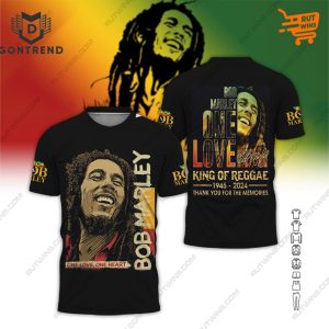 Bob Marley One Marley One Love King Of Reggae 1945-2024 Thank You For The Memories 3D T-Shirt