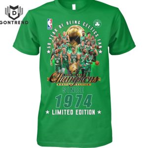 50 Year Of Being Celtics Fan 2023-24 NBA Champions Boston Celtics 1974 Limited Edition Unisex T-Shirt