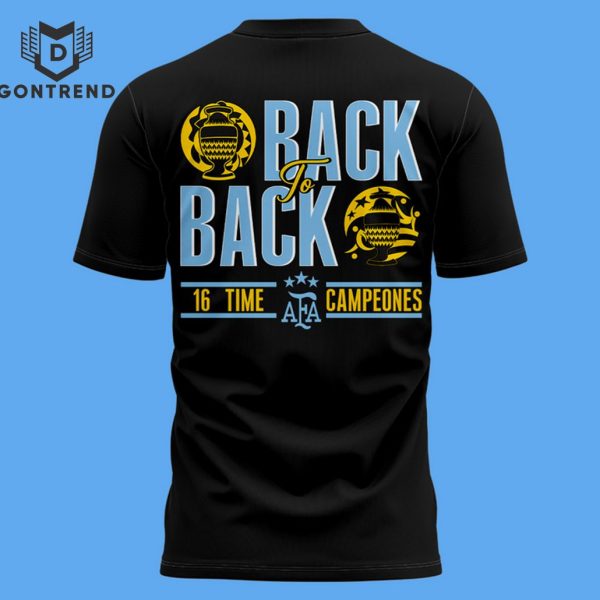 Argentina National Team 2024 Copa America Champions Back To Back 3D T-Shirt