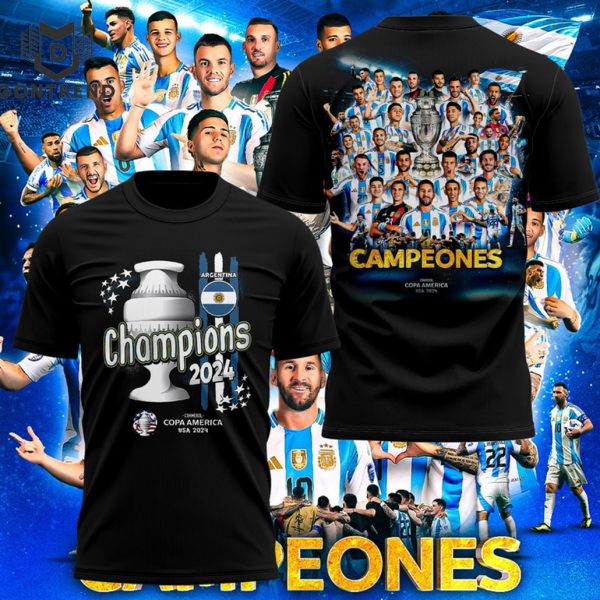 Argentina National Team 2024 Copa America Cup Champions 3D T-Shirt