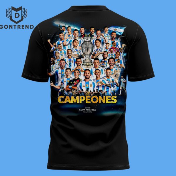 Argentina National Team 2024 Copa America Cup Champions 3D T-Shirt