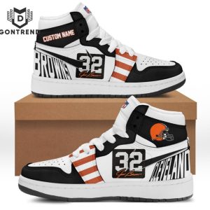 Cleveland Browns 32 Jim Brown Signature Air Jordan 1 High Top