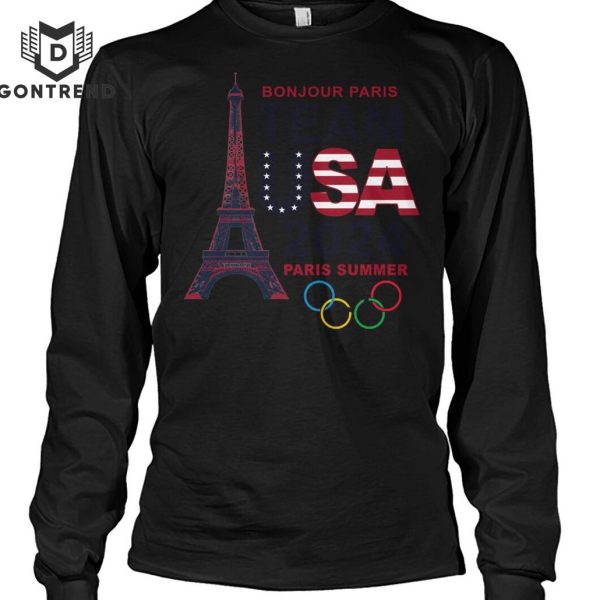 Bonjour Paris Team USA 2024 Paris Summer Game Unisex T-Shirt