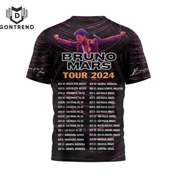 Bruno Mars Tour 2024 Signature 3D T-Shirt