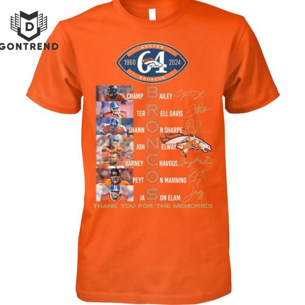 Denver Broncos 1960-2024 Signature Thank You For The Memories Unisex T-Shirt