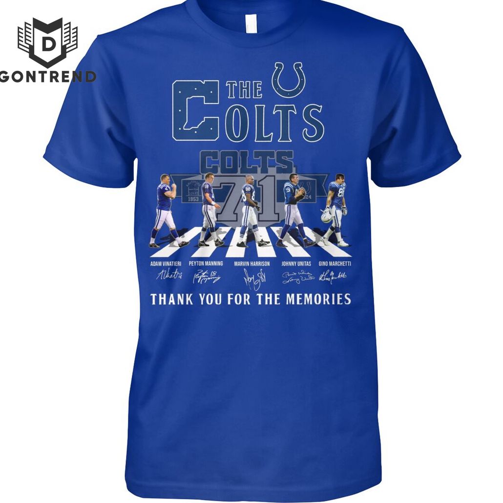 Indianapolis Colts 71 Years 1953-2024 Signature Thank You For The Memories Unisex T-Shirt