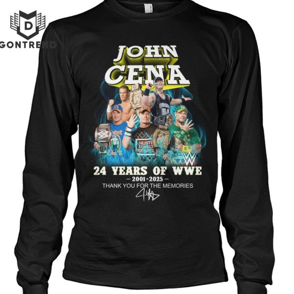 John Cena 24 Years Of WWE 2001-2025 Thank You For The Memories Signature Unisex T-Shirt