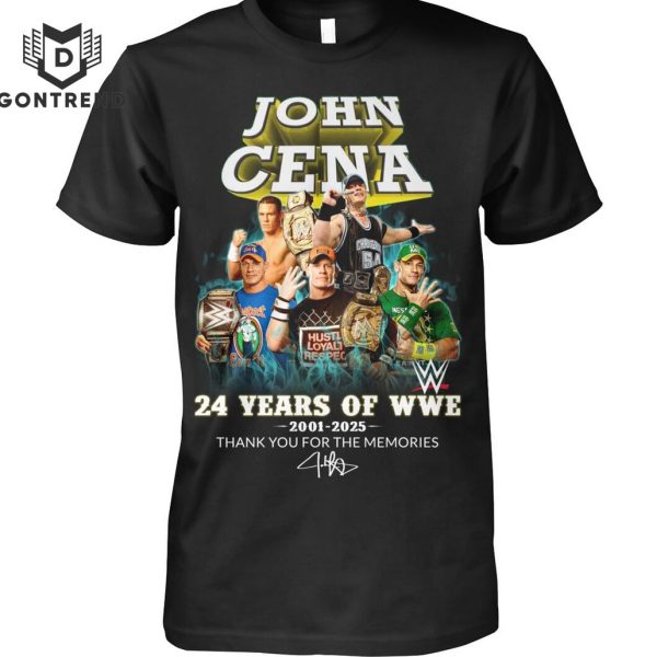 Jonh Cena 24 Years Of WWE 2001-2025 Signature Thank You For The Memories Unisex T-Shirt