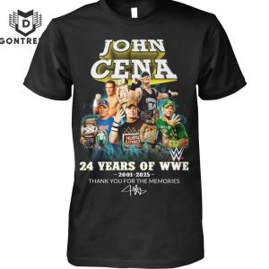 John Cena 24 Years Of WWE 2001-2025 Thank You For The Memories Signature Unisex T-Shirt