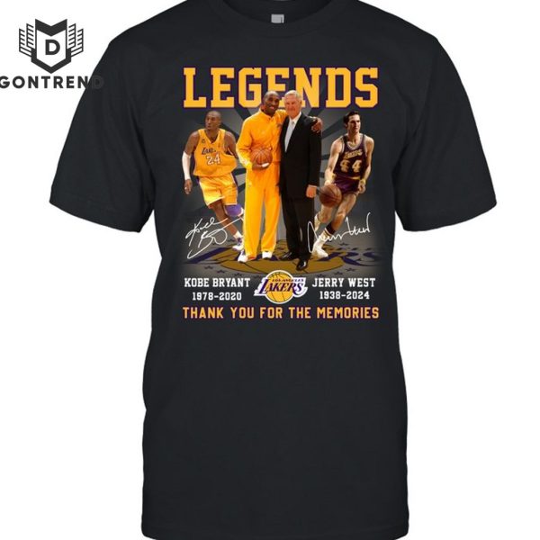 Kobe Bryant 1978-2020 & Jerry West 1938-2024 Legends Signature Thank You For The Memories Unisex T-Shirt