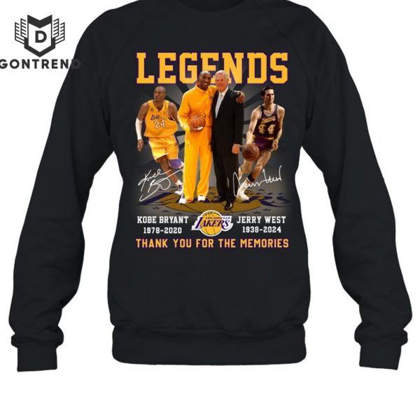 Kobe Bryant 1978-2020 & Jerry West 1938-2024 Legends Signature Thank You For The Memories Unisex T-Shirt