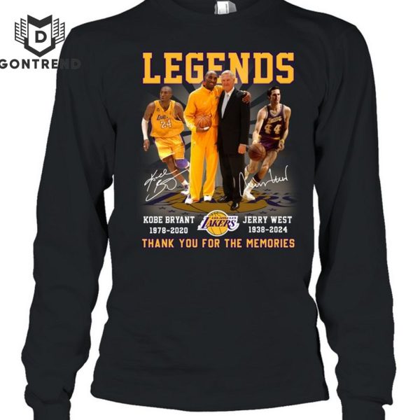 Kobe Bryant 1978-2020 & Jerry West 1938-2024 Legends Signature Thank You For The Memories Unisex T-Shirt