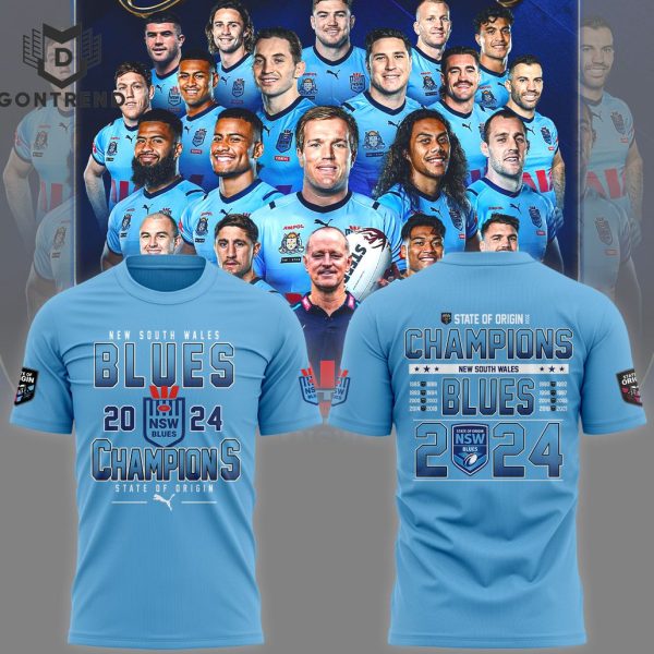 New South Wales Blues State Of Origin Champions 2024 3D T-Shirt