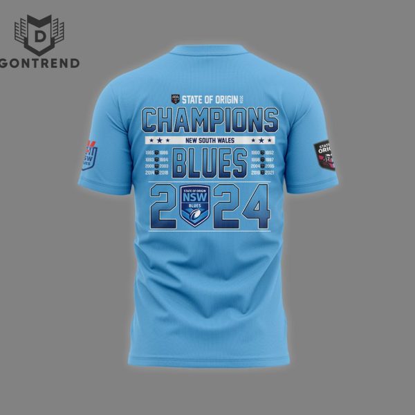 New South Wales Blues State Of Origin Champions 2024 3D T-Shirt