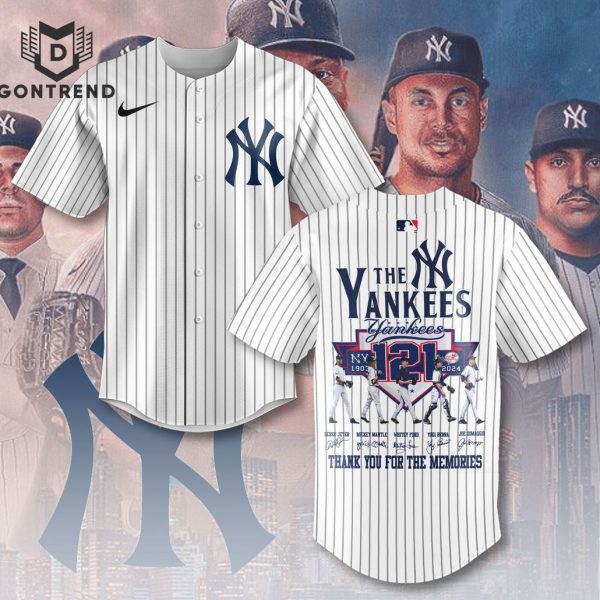 New York Yankees 121 Years 1903-2024 Signature Thank You For The Memories Baseball Jersey