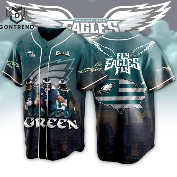 NFL 2024 Philadelphia Eagles Football Bleed Green Baseball Jersey