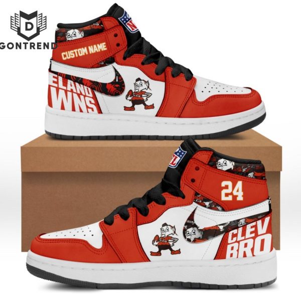 Personalized Brown Cleveland Browns Air Jordan 1 High Top