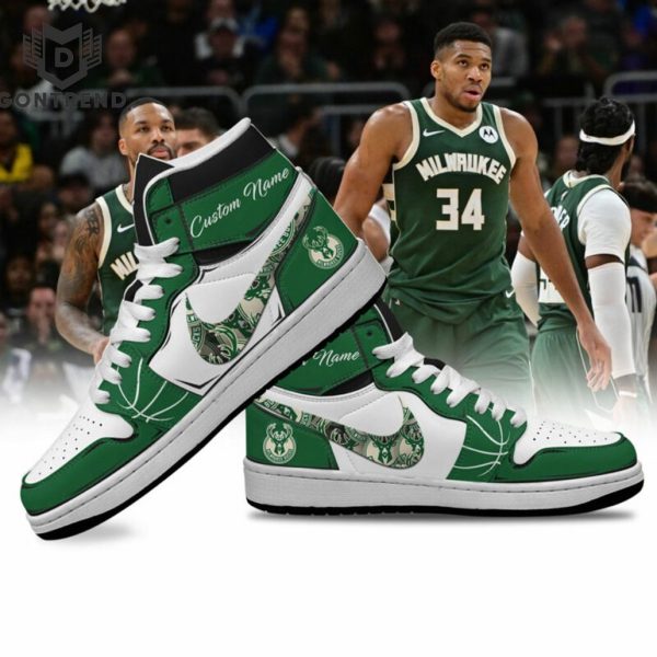 Personalized Milwaukee Bucks  NBA Air Jordan 1 High Top