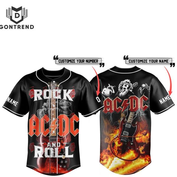 Personalized Rock And Roll AC DC Baseball Jersey