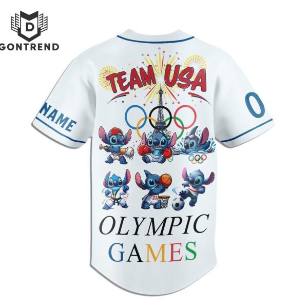 Personalized Stitch Olympic 2024 USA Team Baseball Jersey