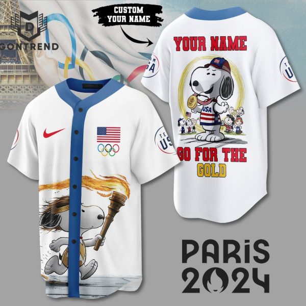 Personalized Team USA Olympic Paris 2024 Go For The Gold Baseball Jersey