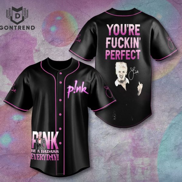 Pink – Be A Badass Everyday Siganture Baseball Jersey