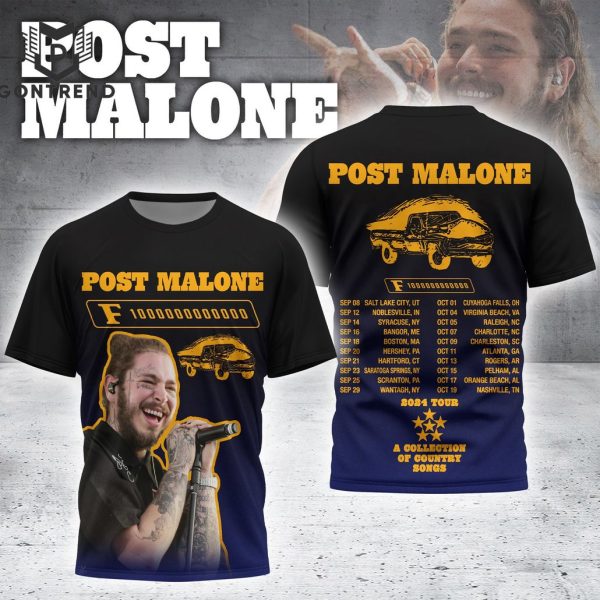 Post Malone 2024 Tour A Collection Of Country Songs 3D T-Shirt