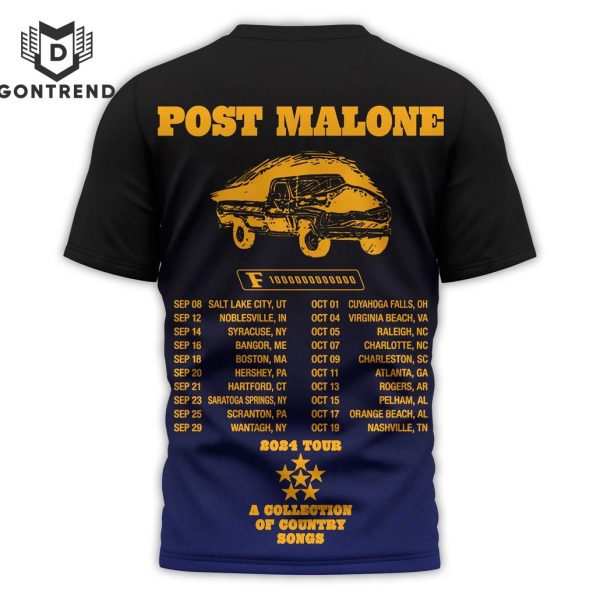 Post Malone 2024 Tour A Collection Of Country Songs 3D T-Shirt