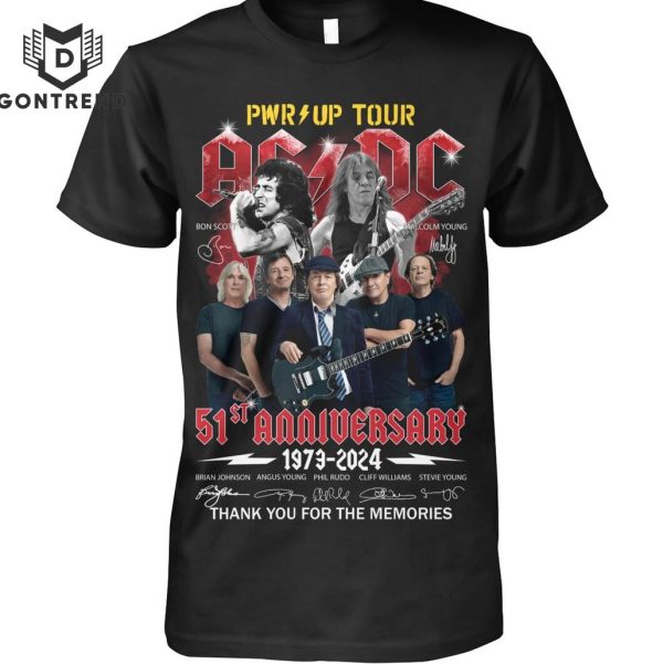 PWr Up Tour AC DC 51st Anniversary 1973-2024 Signature Thank You For The Memories Unisex T-Shirt