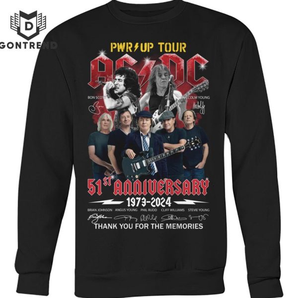 PWr Up Tour AC DC 51st Anniversary 1973-2024 Signature Thank You For The Memories Unisex T-Shirt