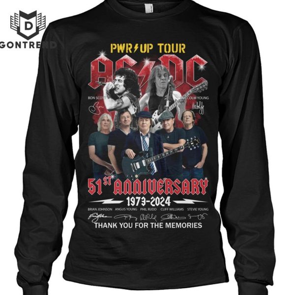 PWr Up Tour AC DC 51st Anniversary 1973-2024 Signature Thank You For The Memories Unisex T-Shirt